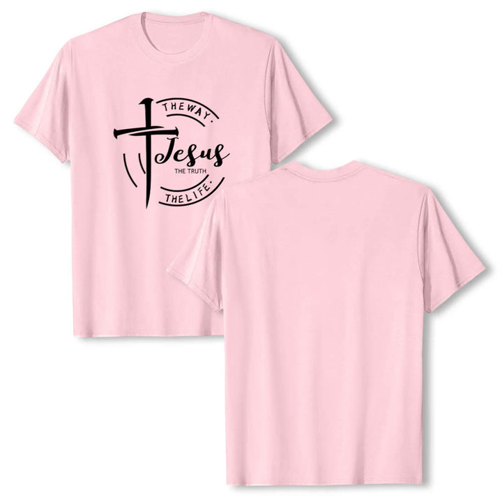 Christianartworkshop Pinselstrich-Kreuz-Kreisrahmen Jesus Der Weg Die Wahrheit Das Leben Premium Kurzarm-T-Shirt - image 25