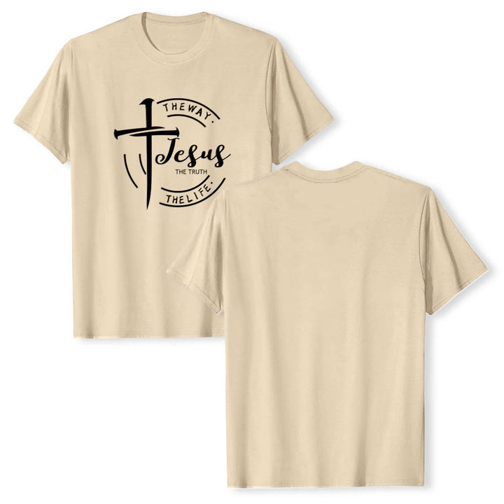 Christianartworkshop Pinselstrich-Kreuz-Kreisrahmen Jesus Der Weg Die Wahrheit Das Leben Premium Kurzarm-T-Shirt - image 19