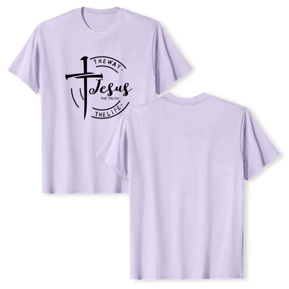Christianartworkshop Pinselstrich-Kreuz-Kreisrahmen Jesus Der Weg Die Wahrheit Das Leben Premium Kurzarm-T-Shirt - image 13
