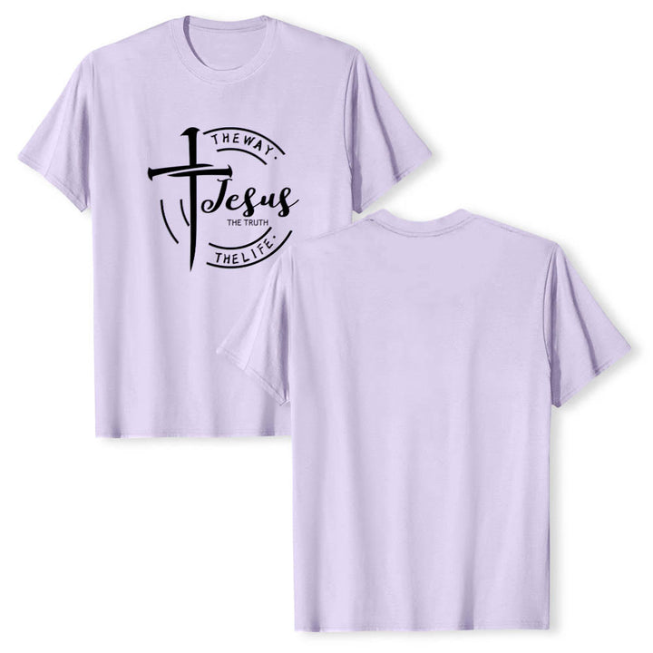 Christianartworkshop Pinselstrich-Kreuz-Kreisrahmen Jesus Der Weg Die Wahrheit Das Leben Premium Kurzarm-T-Shirt - image 13