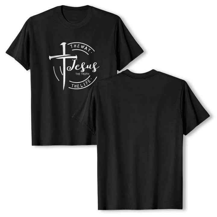 Christianartworkshop Pinselstrich-Kreuz-Kreisrahmen Jesus Der Weg Die Wahrheit Das Leben Premium Kurzarm-T-Shirt - image 16