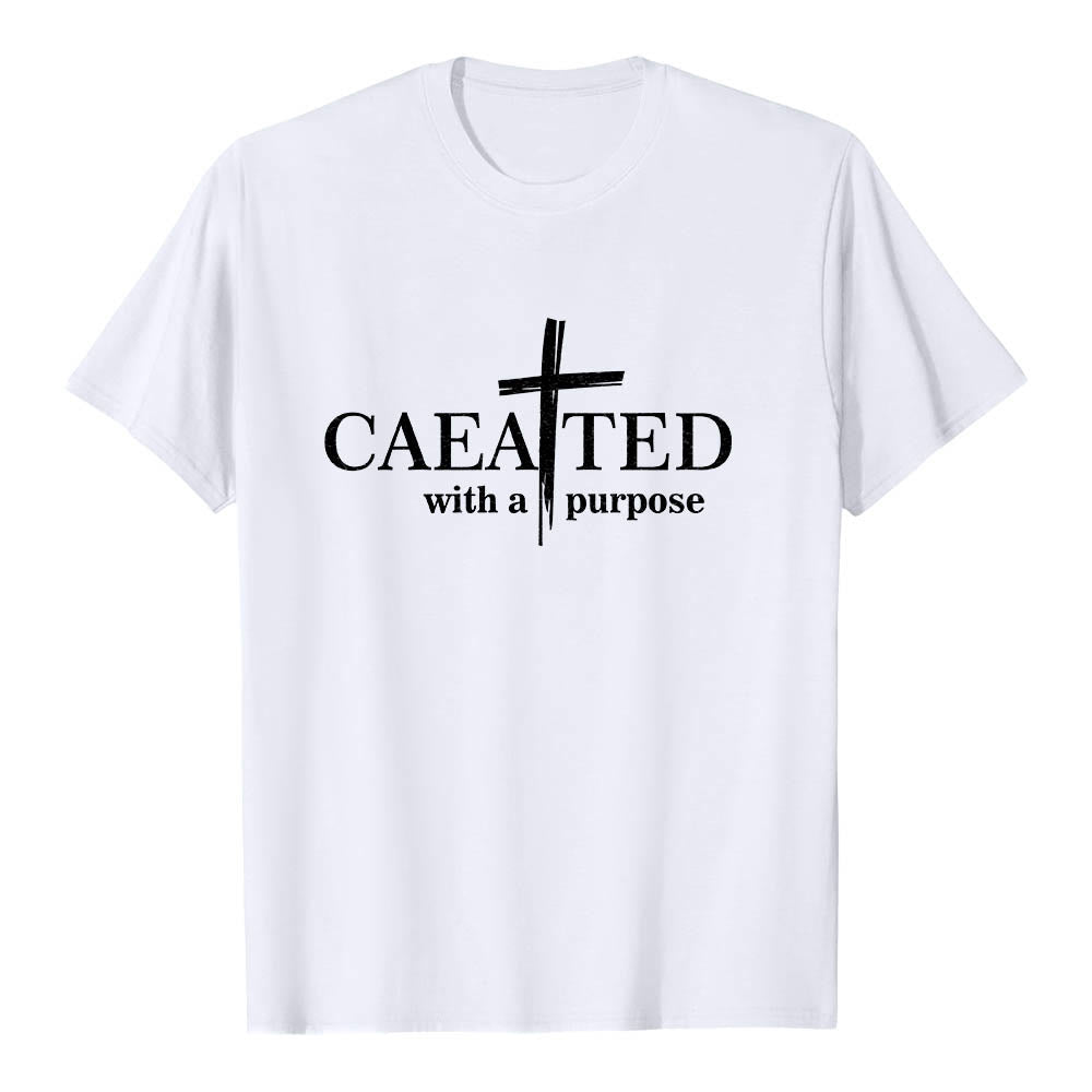 Christianartworkshop Mit Bedacht gestaltetes Premium-Kurzarm-T-Shirt mit Pinselstrich-Kreuzaufteilung und geteiltem Hauptwort - Weiß - 2XL - image 12