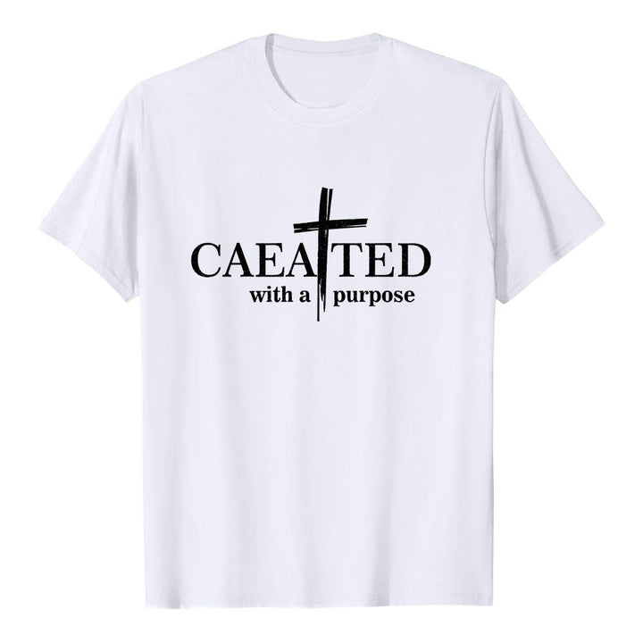 Christianartworkshop Mit Bedacht gestaltetes Premium-Kurzarm-T-Shirt mit Pinselstrich-Kreuzaufteilung und geteiltem Hauptwort - Weiß - 2XL - image 12