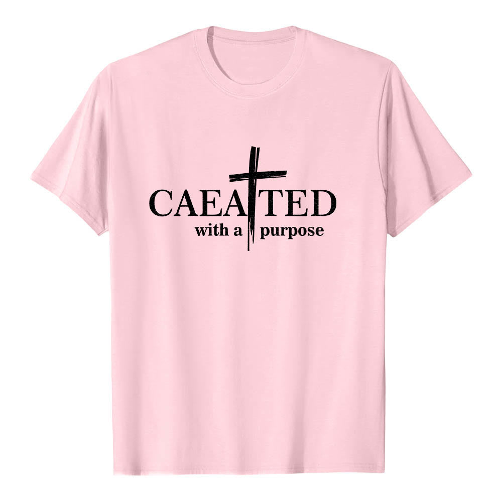 Christianartworkshop Mit Bedacht gestaltetes Premium-Kurzarm-T-Shirt mit Pinselstrich-Kreuzaufteilung und geteiltem Hauptwort - Rosa - 2XL - image 24