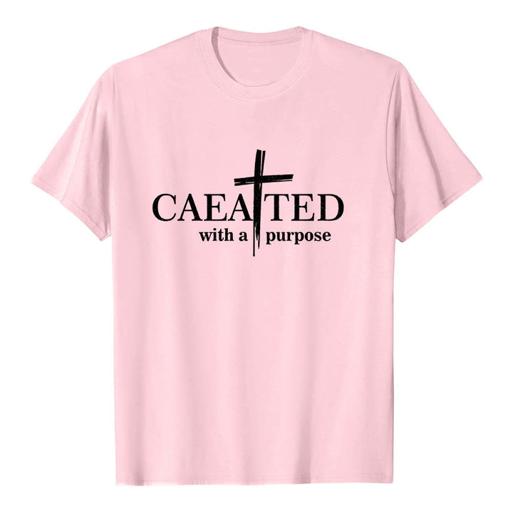 Christianartworkshop Mit Bedacht gestaltetes Premium-Kurzarm-T-Shirt mit Pinselstrich-Kreuzaufteilung und geteiltem Hauptwort - Rosa - 2XL - image 24