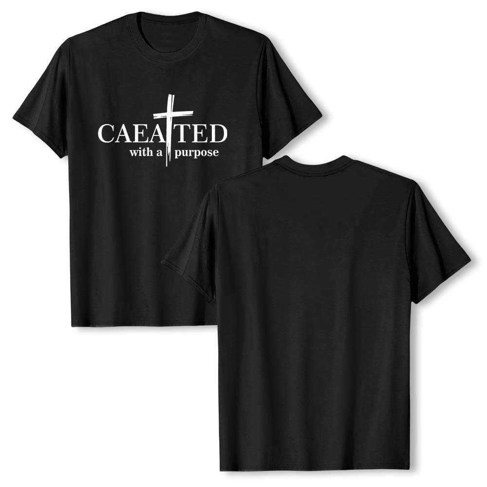 Christianartworkshop Mit Bedacht gestaltetes Premium-Kurzarm-T-Shirt mit Pinselstrich-Kreuzaufteilung und geteiltem Hauptwort - image 1