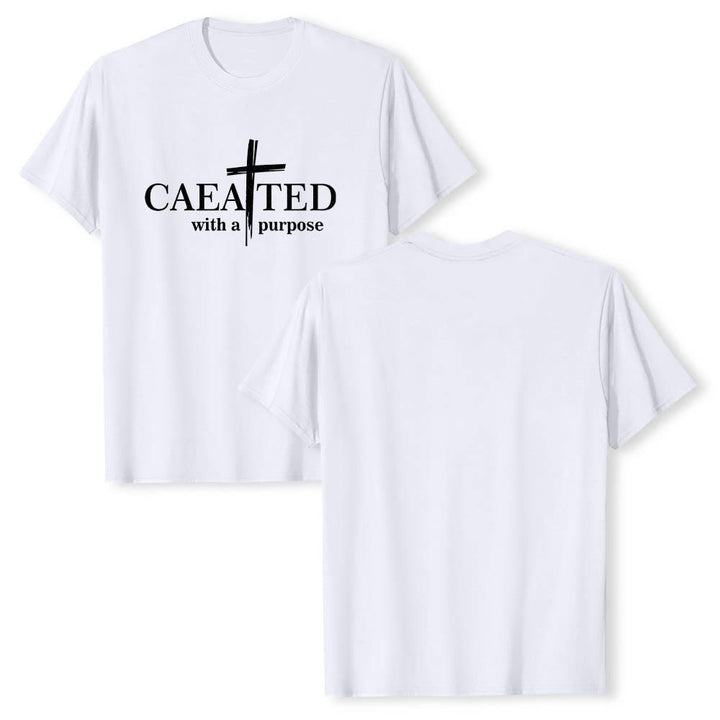 Christianartworkshop Mit Bedacht gestaltetes Premium-Kurzarm-T-Shirt mit Pinselstrich-Kreuzaufteilung und geteiltem Hauptwort - image 13