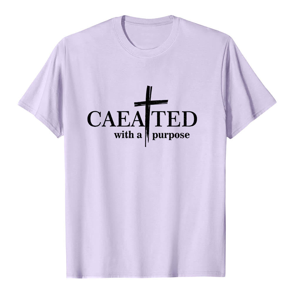 Christianartworkshop Mit Bedacht gestaltetes Premium-Kurzarm-T-Shirt mit Pinselstrich-Kreuzaufteilung und geteiltem Hauptwort - Lila - 2XL - image 9
