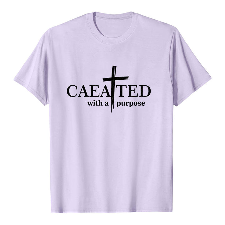 Christianartworkshop Mit Bedacht gestaltetes Premium-Kurzarm-T-Shirt mit Pinselstrich-Kreuzaufteilung und geteiltem Hauptwort - Lila - 2XL - image 9