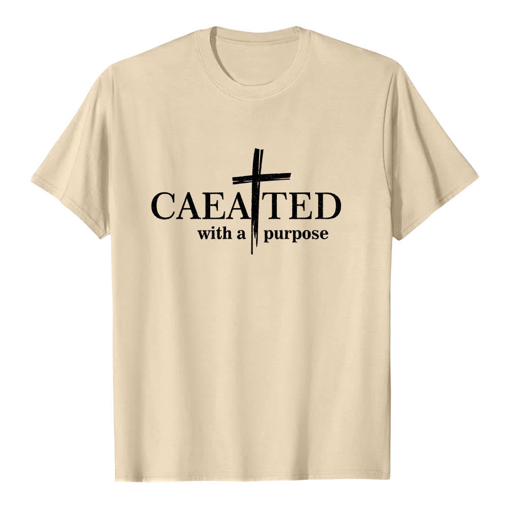 Christianartworkshop Mit Bedacht gestaltetes Premium-Kurzarm-T-Shirt mit Pinselstrich-Kreuzaufteilung und geteiltem Hauptwort - Beige - 2XL - image 18