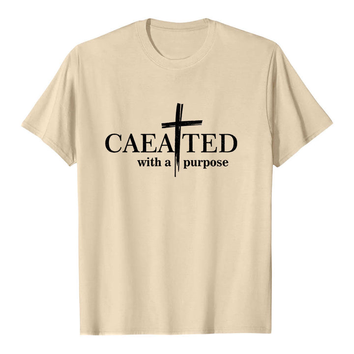 Christianartworkshop Mit Bedacht gestaltetes Premium-Kurzarm-T-Shirt mit Pinselstrich-Kreuzaufteilung und geteiltem Hauptwort - Beige - 2XL - image 18