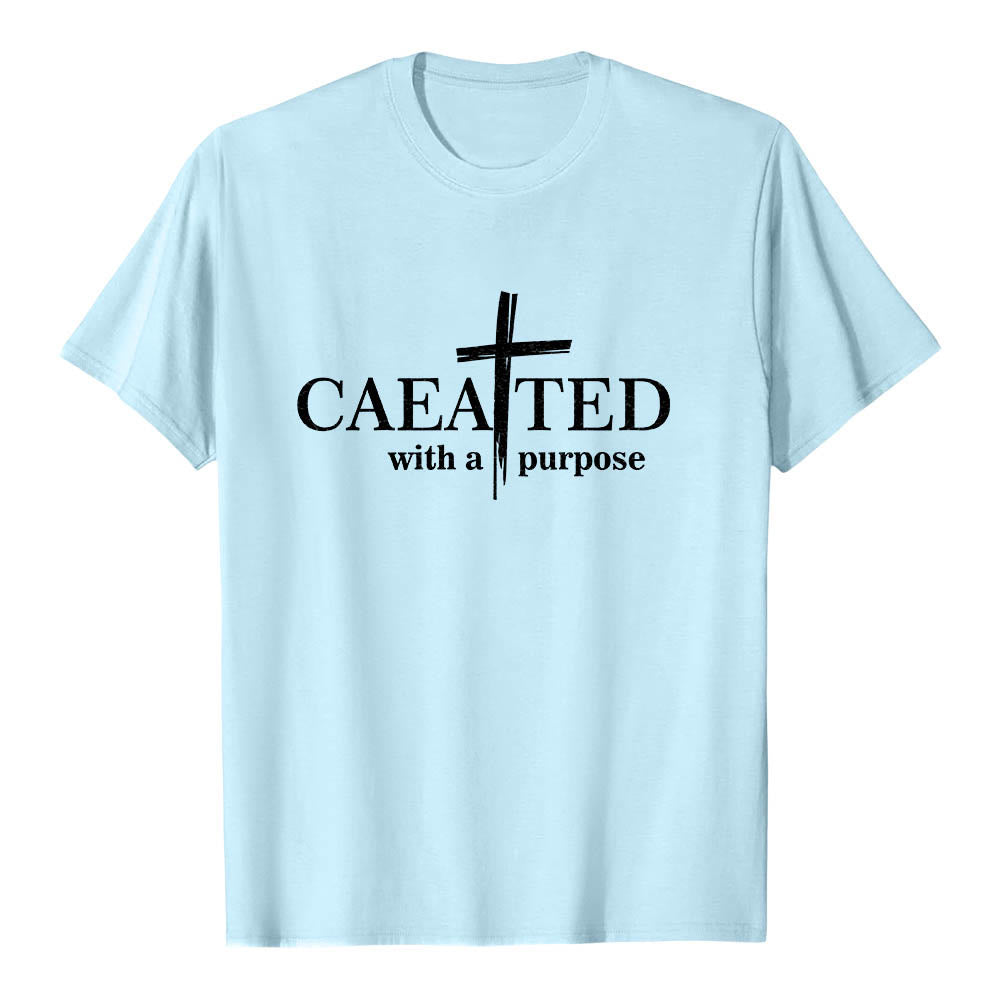 Christianartworkshop Mit Bedacht gestaltetes Premium-Kurzarm-T-Shirt mit Pinselstrich-Kreuzaufteilung und geteiltem Hauptwort - Blau - 2XL - image 6