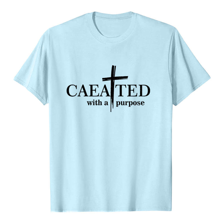 Christianartworkshop Mit Bedacht gestaltetes Premium-Kurzarm-T-Shirt mit Pinselstrich-Kreuzaufteilung und geteiltem Hauptwort - Blau - 2XL - image 6