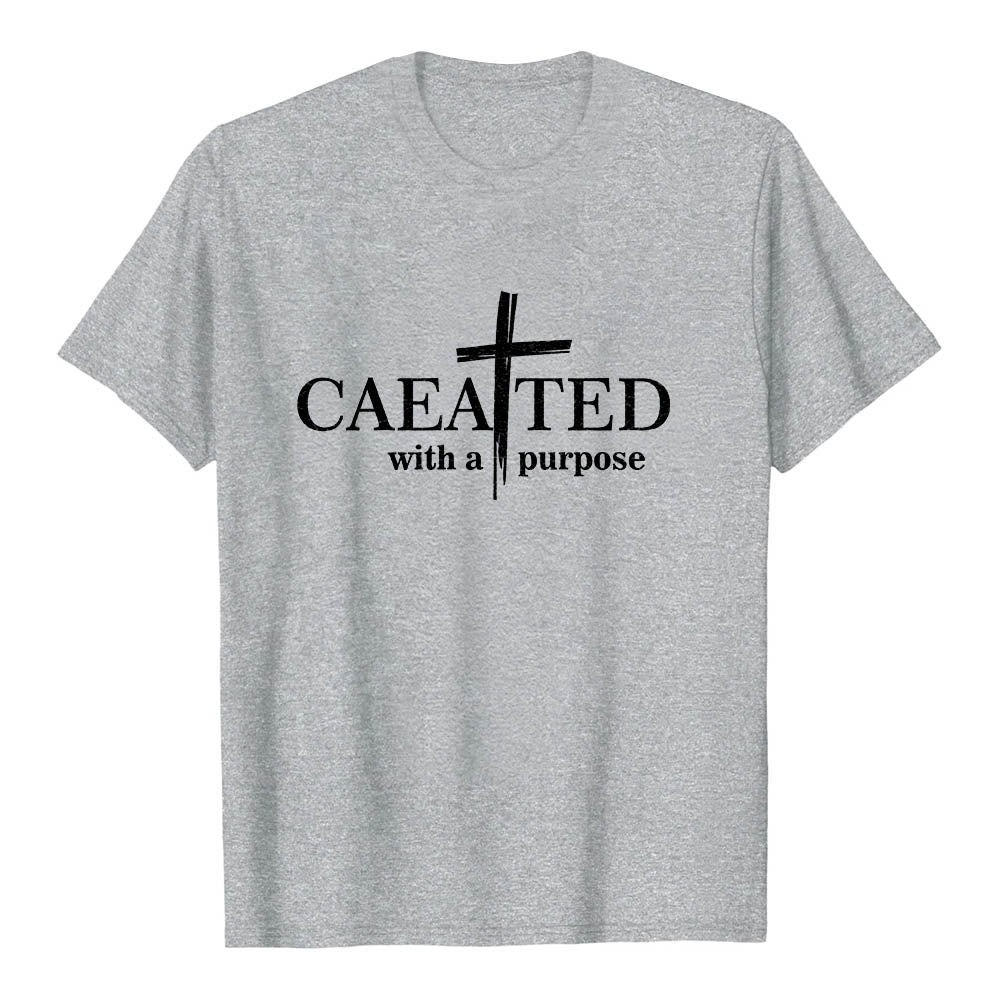 Christianartworkshop Mit Bedacht gestaltetes Premium-Kurzarm-T-Shirt mit Pinselstrich-Kreuzaufteilung und geteiltem Hauptwort - Grau - 2XL - image 15