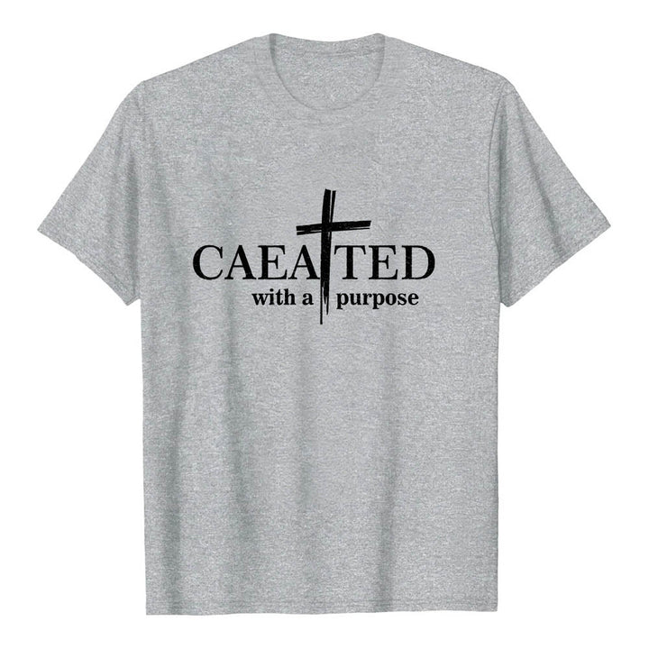 Christianartworkshop Mit Bedacht gestaltetes Premium-Kurzarm-T-Shirt mit Pinselstrich-Kreuzaufteilung und geteiltem Hauptwort - Grau - 2XL - image 15
