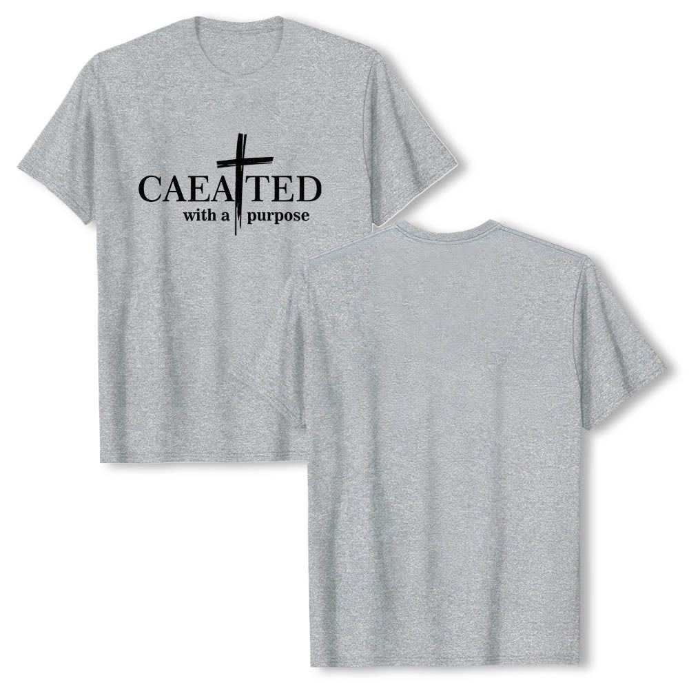 Christianartworkshop Mit Bedacht gestaltetes Premium-Kurzarm-T-Shirt mit Pinselstrich-Kreuzaufteilung und geteiltem Hauptwort - image 16