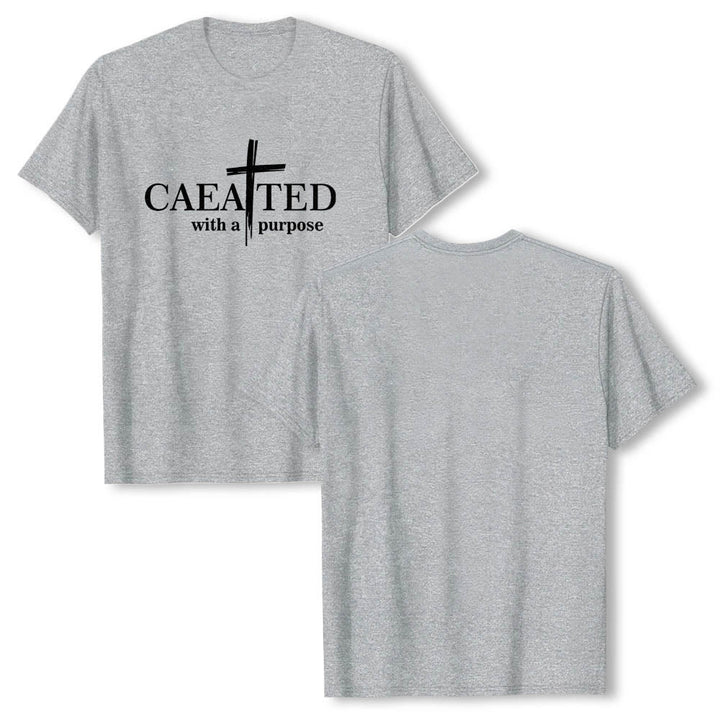 Christianartworkshop Mit Bedacht gestaltetes Premium-Kurzarm-T-Shirt mit Pinselstrich-Kreuzaufteilung und geteiltem Hauptwort - image 16