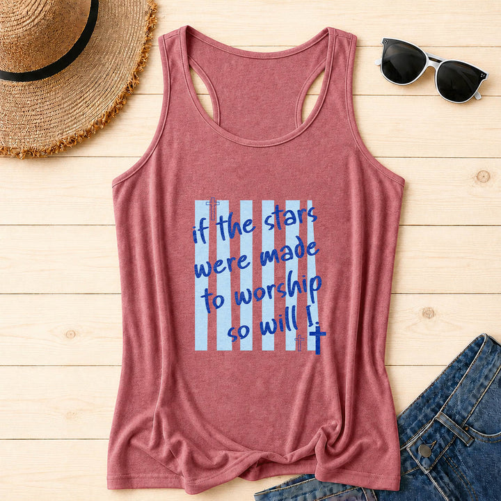 Christianartworkshop Wenn die Sterne zum Anbeten geschaffen wurden, werde ich es auch tun – Tanktop mit gestreiftem Hintergrund, Kreuzakzent auf der Vorderseite und Racerback-Rücken. - Rosa - 2XL - image 18