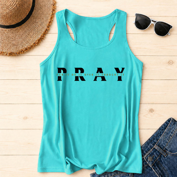 Christianartworkshop Tanktop mit Used-Look und überlagertem „PRAY“-Aufdruck (mehrere Präpositionen) - Minze - 2XL - image 4