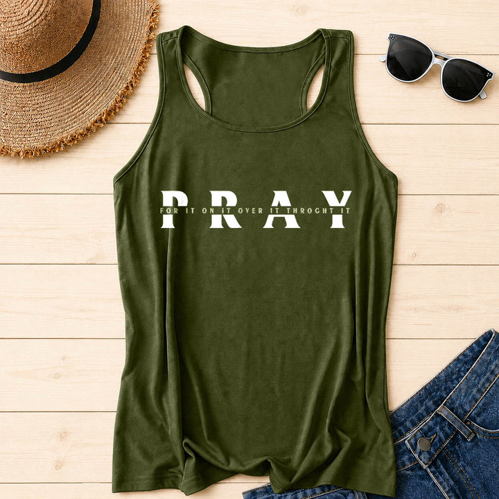 Christianartworkshop Tanktop mit Used-Look und überlagertem „PRAY“-Aufdruck (mehrere Präpositionen) - Armeegrün - 2XL - image 12
