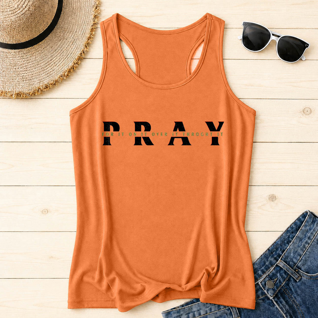 Christianartworkshop Tanktop mit Used-Look und überlagertem „PRAY“-Aufdruck (mehrere Präpositionen) - Orange - 2XL - image 10