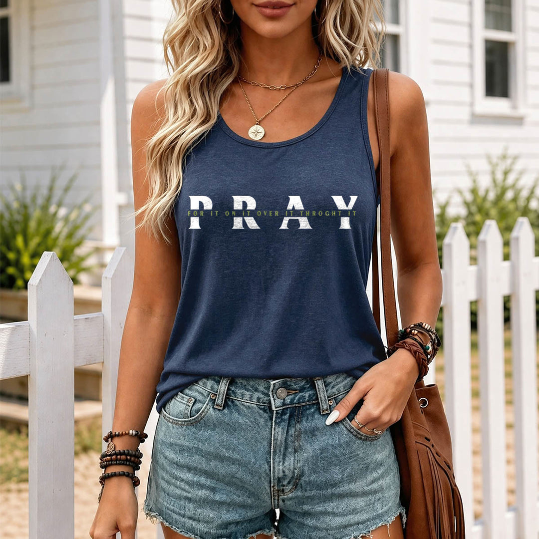 Christianartworkshop Tanktop mit Used-Look und überlagertem „PRAY“-Aufdruck (mehrere Präpositionen) - image 15