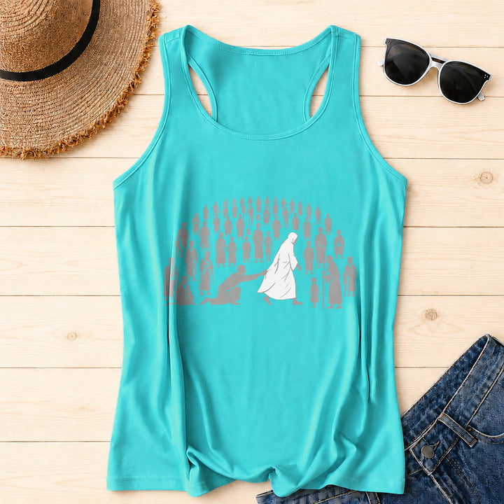Christianartworkshop Durch seine Wunden sind wir geheilt Front Print Grafik Racerback Tank Top - Minze - 2XL - image 6
