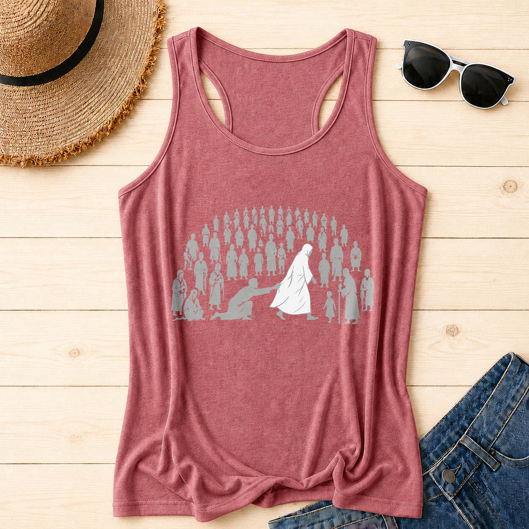 Christianartworkshop Durch seine Wunden sind wir geheilt Front Print Grafik Racerback Tank Top - Rosa - 2XL - image 18