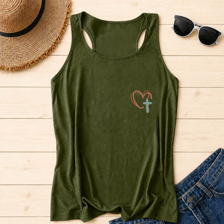 Christianartworkshop Tanktop mit doppelseitigem Print „Jesus Has My Back“, mehrfarbiger Schreibschrift, Sonnenakzent, Kreuz- und Herzgrafik, Racerback - image 36