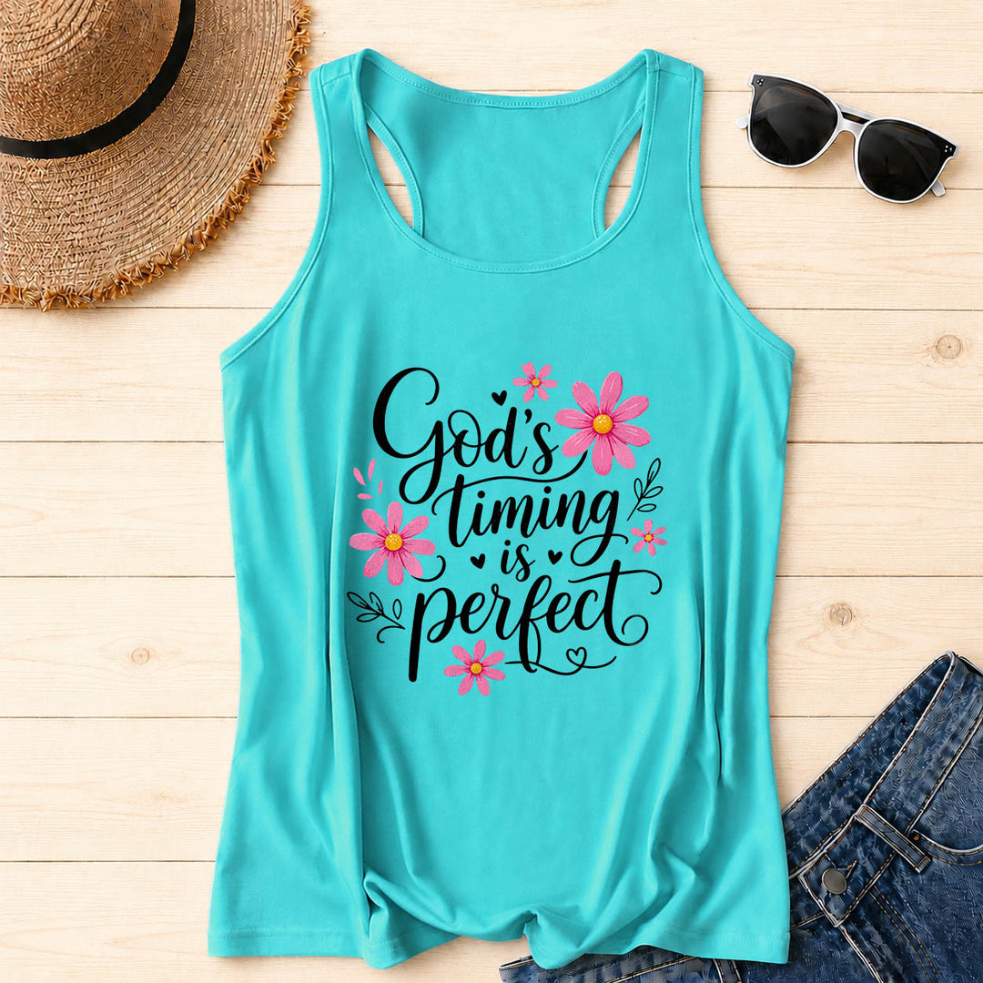 Christianartworkshop Gottes Timing ist perfekt Elegantes, fließendes Tanktop mit Gänseblümchen-, Herz- und Blattverzierungen und Racerback-Rücken. - Minze - 2XL - image 10
