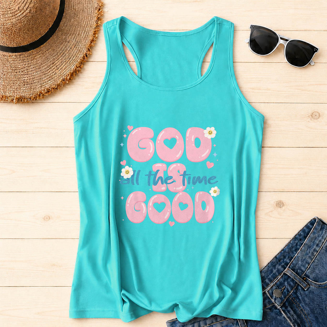 Christianartworkshop „Gott ist immer gut“ – Tanktop mit Herzmotiv, Smiley, Gänseblümchen, Stern und Herzakzenten auf der Vorderseite - Minze - 2XL - image 12
