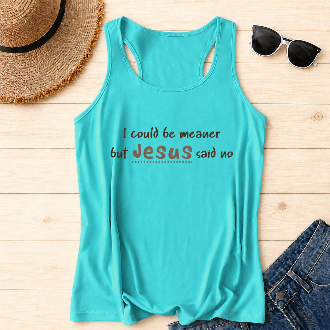 Christianartworkshop Ich könnte gemeiner sein, aber Jesus sagte Nein Kontrastreicher Racerback-Tanktop mit Frontprint - Minze - 2XL - image 14