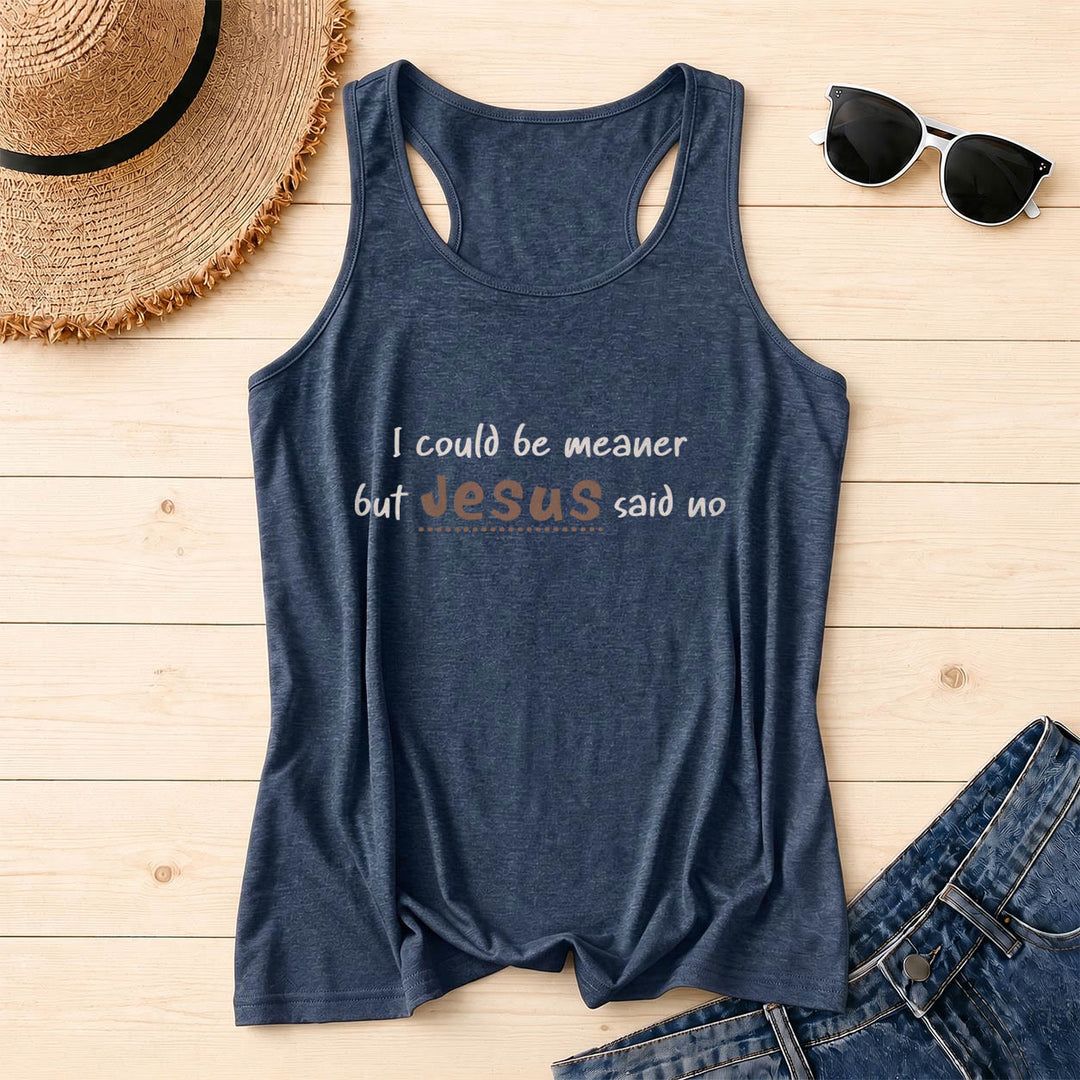 Christianartworkshop Ich könnte gemeiner sein, aber Jesus sagte Nein Kontrastreicher Racerback-Tanktop mit Frontprint - Marineblau - 2XL - image 10
