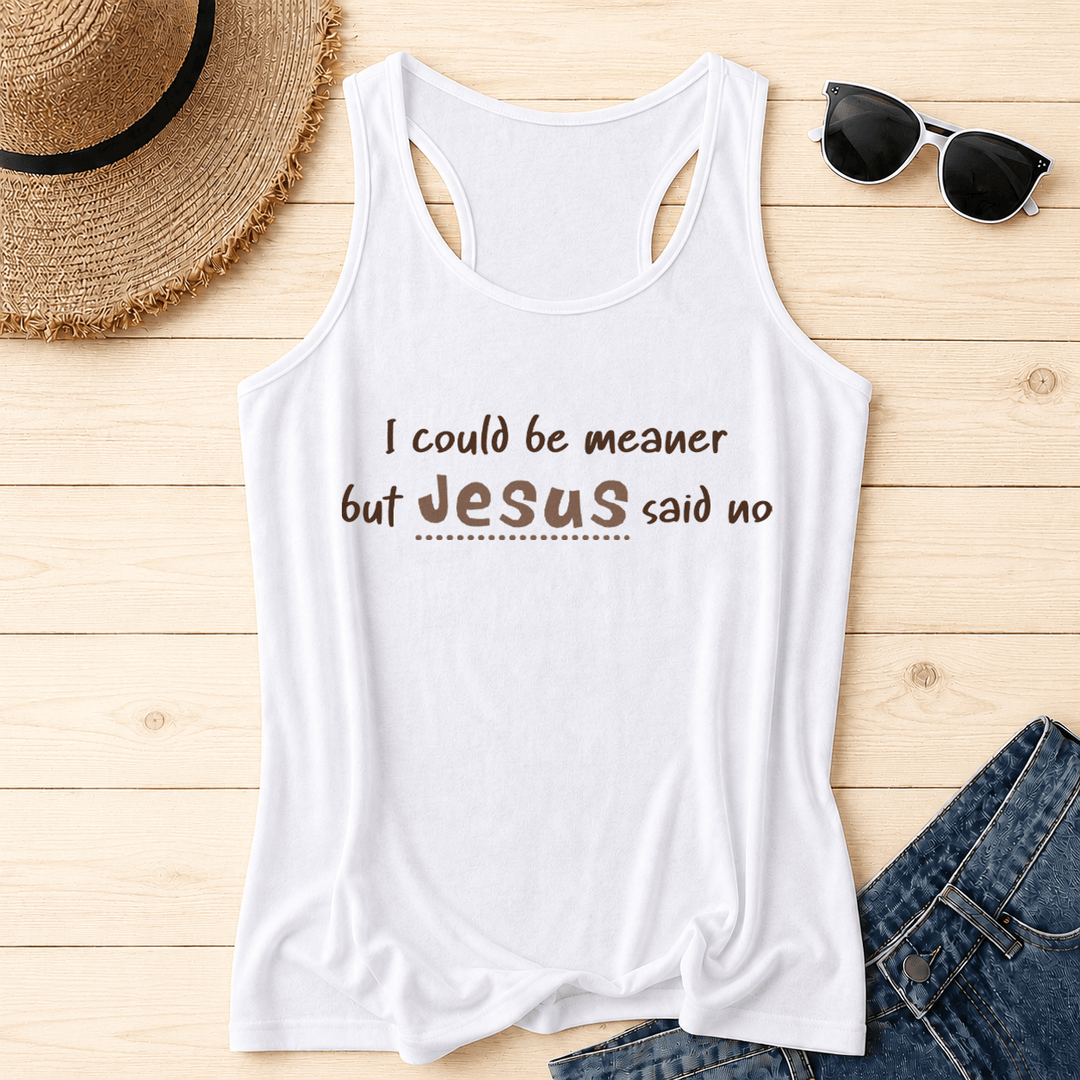 Christianartworkshop Ich könnte gemeiner sein, aber Jesus sagte Nein Kontrastreicher Racerback-Tanktop mit Frontprint - Weiß - 2XL - image 6