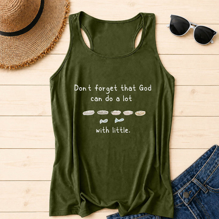 Christianartworkshop Vergiss nicht, dass Gott auch mit kleinen Fünf-Brot-Zwei-Fisch-Linien-Skizzen-Racerback-Tanktops viel bewirken kann - Armeegrün - 2XL - image 2