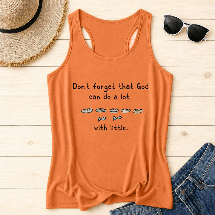 Christianartworkshop Vergiss nicht, dass Gott auch mit kleinen Fünf-Brot-Zwei-Fisch-Linien-Skizzen-Racerback-Tanktops viel bewirken kann - Orange - 2XL - image 4