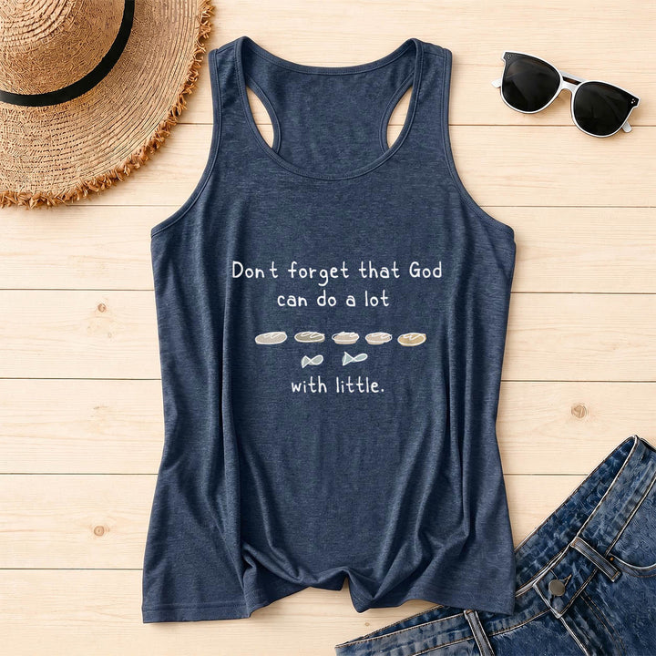 Christianartworkshop Vergiss nicht, dass Gott auch mit kleinen Fünf-Brot-Zwei-Fisch-Linien-Skizzen-Racerback-Tanktops viel bewirken kann - Marineblau - 2XL - image 12