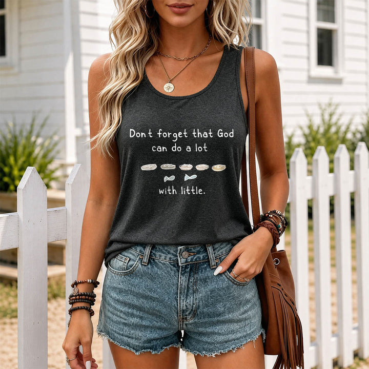 Christianartworkshop Vergiss nicht, dass Gott auch mit kleinen Fünf-Brot-Zwei-Fisch-Linien-Skizzen-Racerback-Tanktops viel bewirken kann - image 15