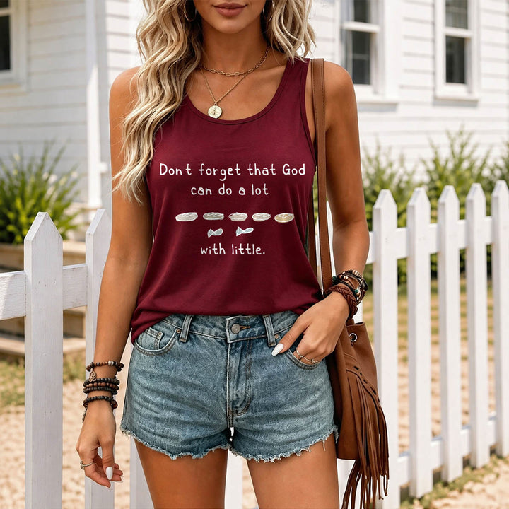 Christianartworkshop Vergiss nicht, dass Gott auch mit kleinen Fünf-Brot-Zwei-Fisch-Linien-Skizzen-Racerback-Tanktops viel bewirken kann - image 7