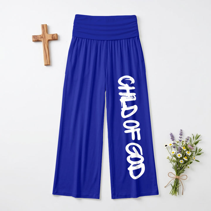 Christianartworkshop Vertikaler Pinselstrich „Kind Gottes“ Handschrift Umschlaghose mit hohem Bund und weitem Bein - Blau - US22, UK/AU26, EU54 (6XL) - image 0