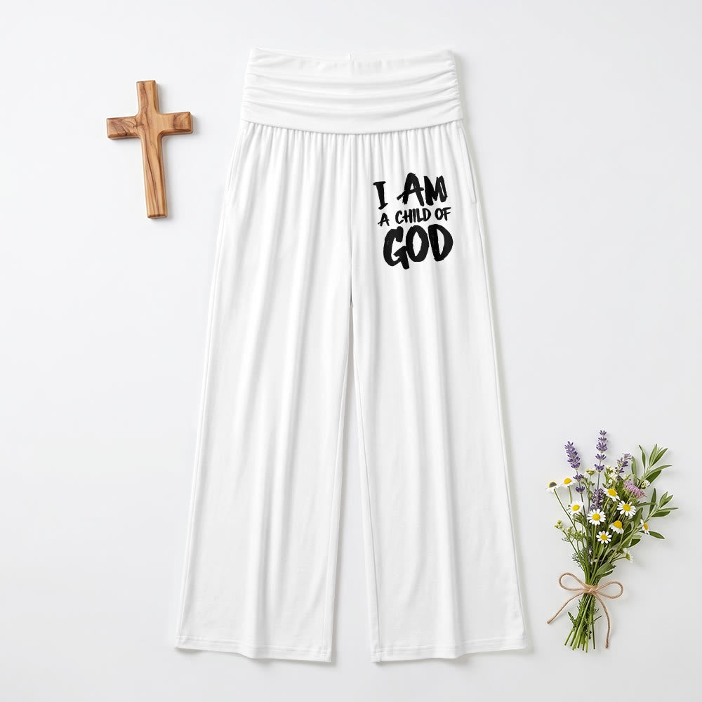 Christianartworkshop Ich bin ein Kind Gottes Grober Pinselstrich-Blockschrift-Druck auf dem Oberschenkel Weite Hose - Weiß - US22, UK/AU26, EU54 (6XL) - image 6