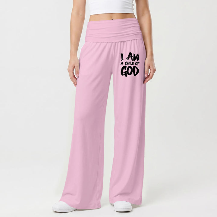 Christianartworkshop Ich bin ein Kind Gottes Grober Pinselstrich-Blockschrift-Druck auf dem Oberschenkel Weite Hose - image 1