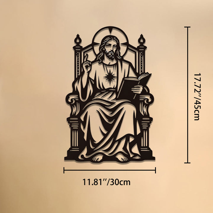 Christianartworkshop Thronsitzender Jesus mit Heiligem Herzen und Bibelstelle: Zeitloses Symbol der heiligen, erlösenden Gnade - 11,81''*17,72''*0,04''/30cm*45cm*0,1cm - image 5