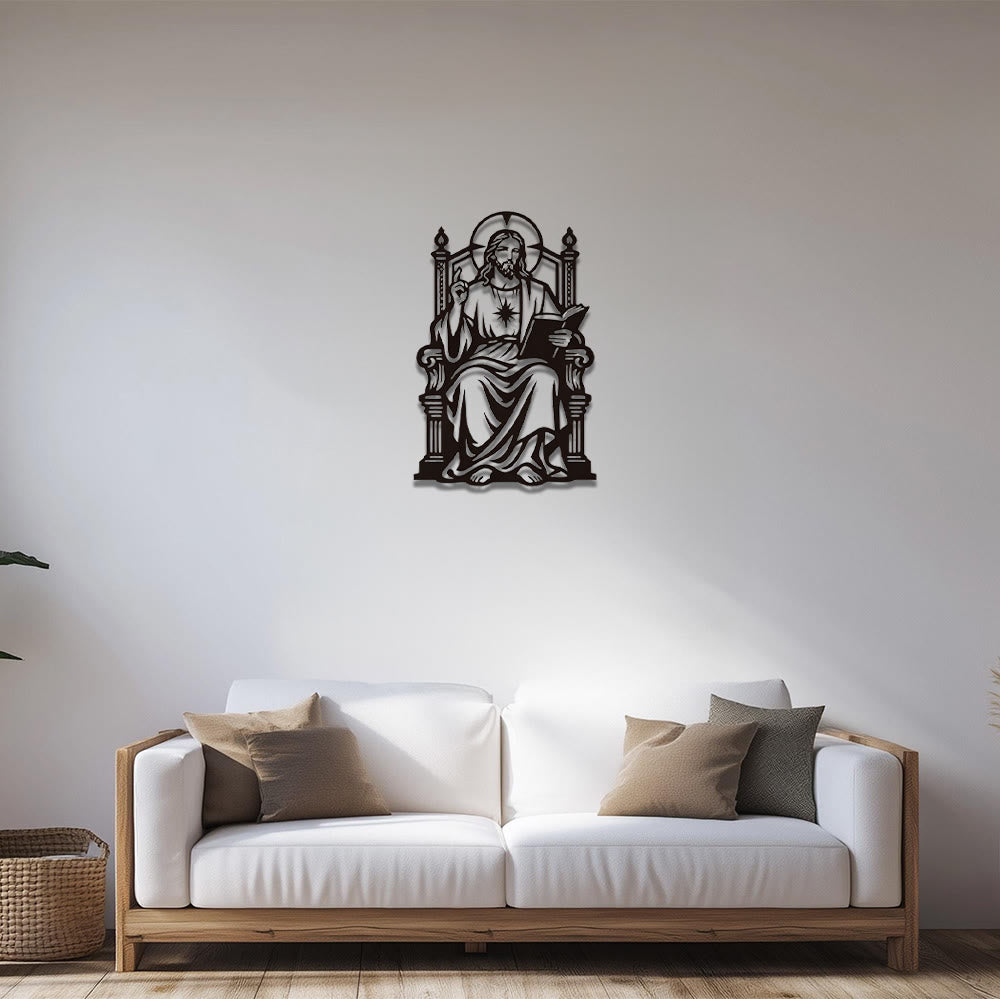 Christianartworkshop Thronsitzender Jesus mit Heiligem Herzen und Bibelstelle: Zeitloses Symbol der heiligen, erlösenden Gnade - image 3