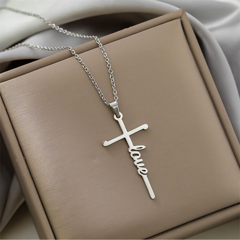 Christianartworkshop Halskette mit mehrfarbigem Anhänger in Form eines Kreuzes mit dem Schriftzug „Glaube“ an einer dünnen Gliederkette: Zeitloses Symbol sanfter himmlischer Fürsorge - Liebe - Silber - image 8