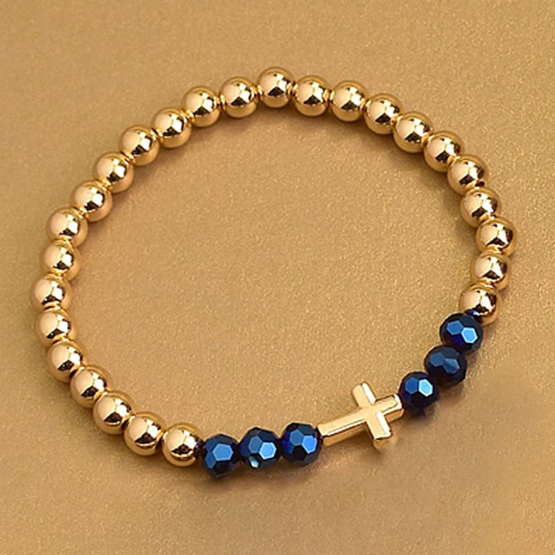 Christianartworkshop Dreiteiliges Armbandset im Bohème-Stil mit mehrfarbigen Perlen und Mini-Kreuz: Zeitloses Symbol sanfter himmlischer Fürsorge - image 5