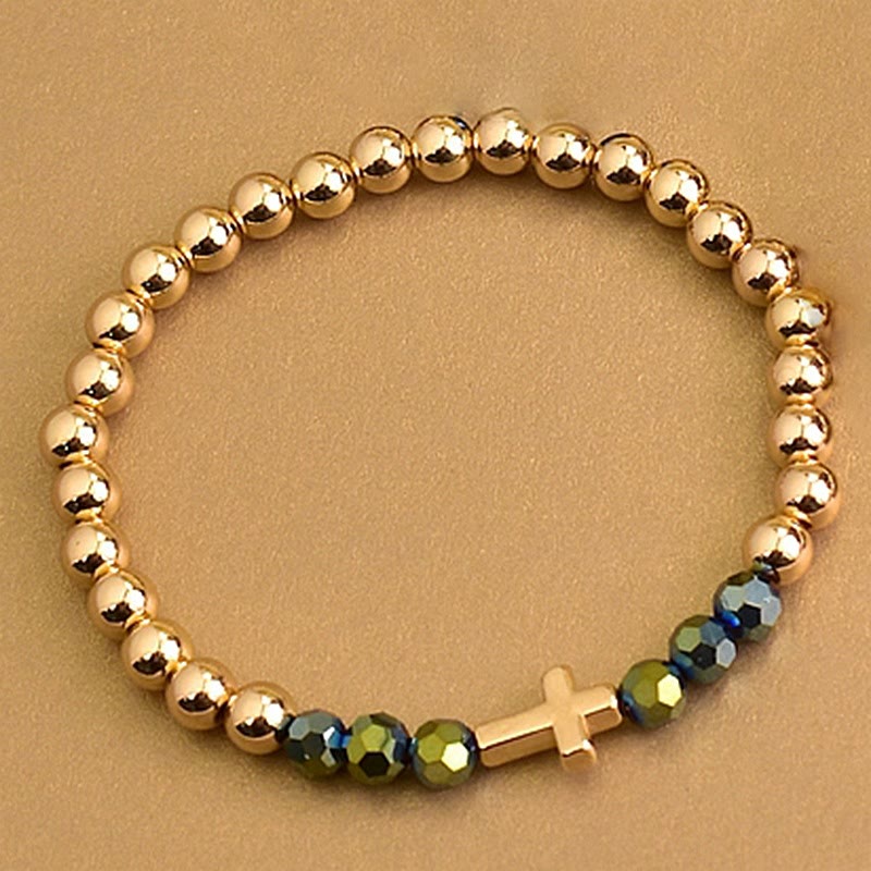 Christianartworkshop Dreiteiliges Armbandset im Bohème-Stil mit mehrfarbigen Perlen und Mini-Kreuz: Zeitloses Symbol sanfter himmlischer Fürsorge - image 6