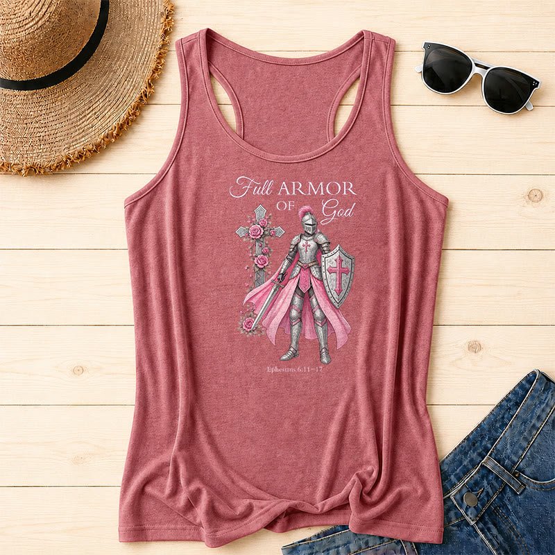 Christianartworkshop Sie Rüstung Gottes Weibliche Kriegerin Kreuz Schild Schwert Vintage Schriftzug Vers Racerback Tank Top - Rosa - 2XL - image 0