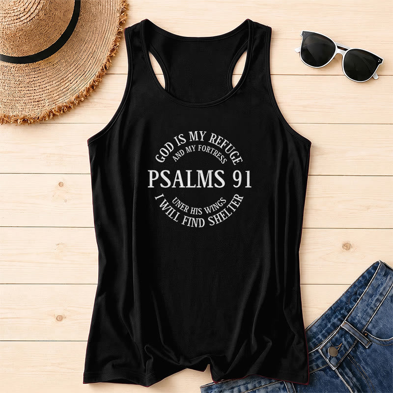 Christianartworkshop Zentriertes, fettes PSALMS 91 Kreisbogen-Bibelzitat Vintage Racerback Tanktop - Schwarz - 2XL - image 0