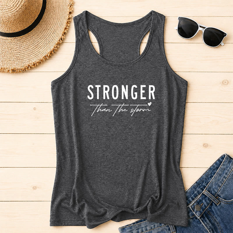 Christianartworkshop Tanktop mit großem, abgenutztem, fettem STRONGER-Schriftzug in Blockschrift, unterstrichenem Glaubensspruch in Schreibschrift und kleinem Herzakzent auf der Vorderseite - Grau - 2XL - image 0